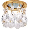 Cв-к Ecola MR16 CR1006 GU5.3 Glass стекло круг с каплевидным хруст. на прямом подвесе Прозр./Золото