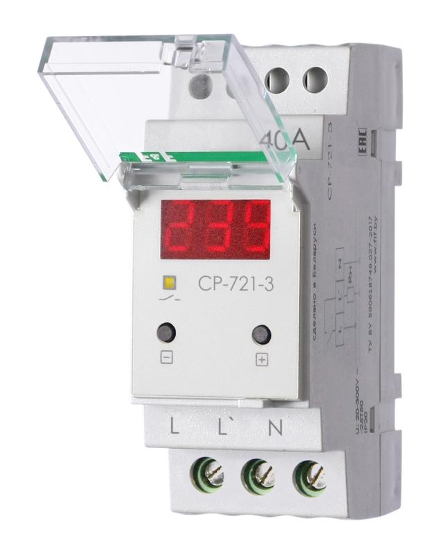 Реле напряжения CP-721-3 40А контроль напряжения: нижн. порог 140-210В верхн. порог 240-300В цифров.