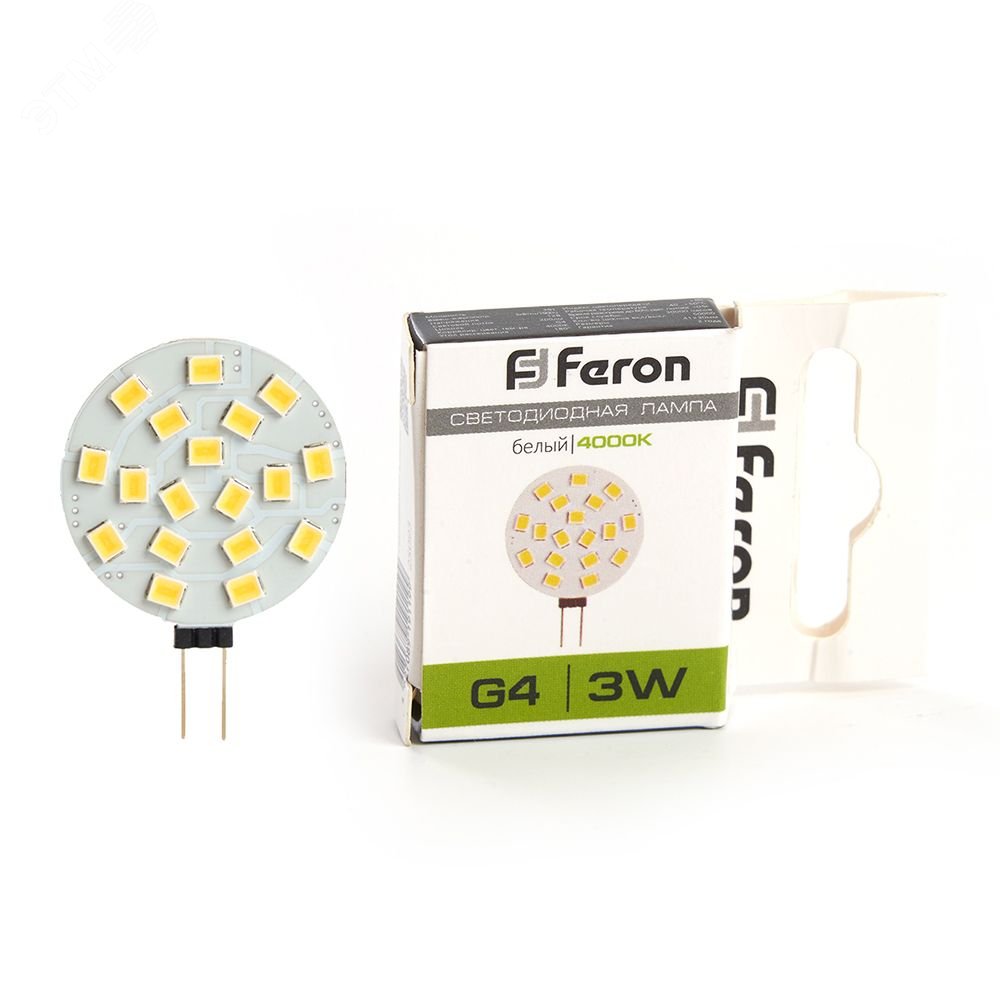 Лампа св/д для МЕБЕЛЬНЫХ свет-в) G4 12V 3W 4500К Feron 
